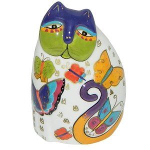 Laurel Burch by Gantz 6" Multi-Colored Cat Decor Figurine White Purple Orange